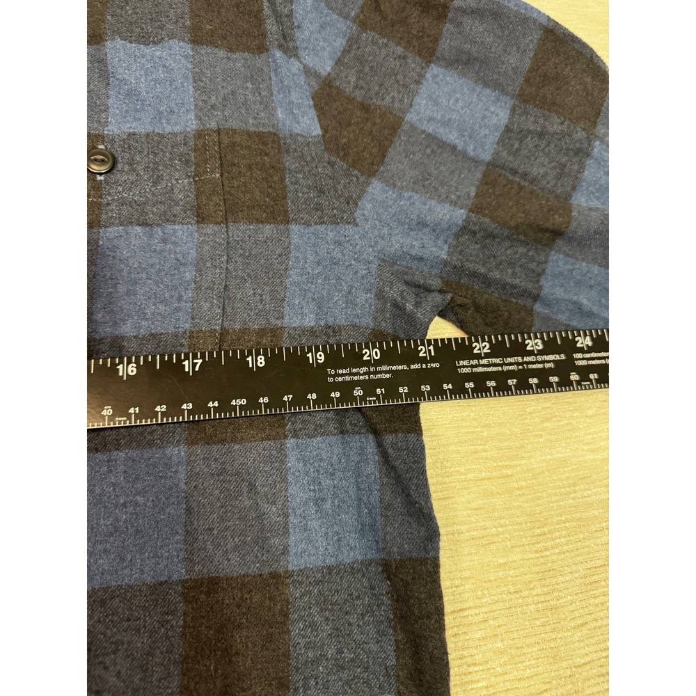 Weatherproof Vintage Mens Blue Black Buffalo Plaid Flannel Shirt Medium M - Picture 8 of 10